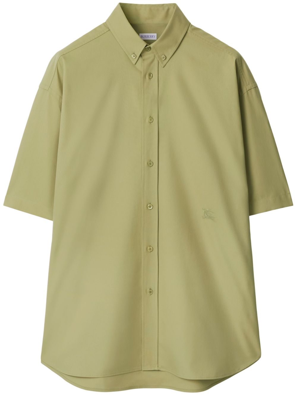 Burberry logo刺绣府绸衬衫 - 绿色