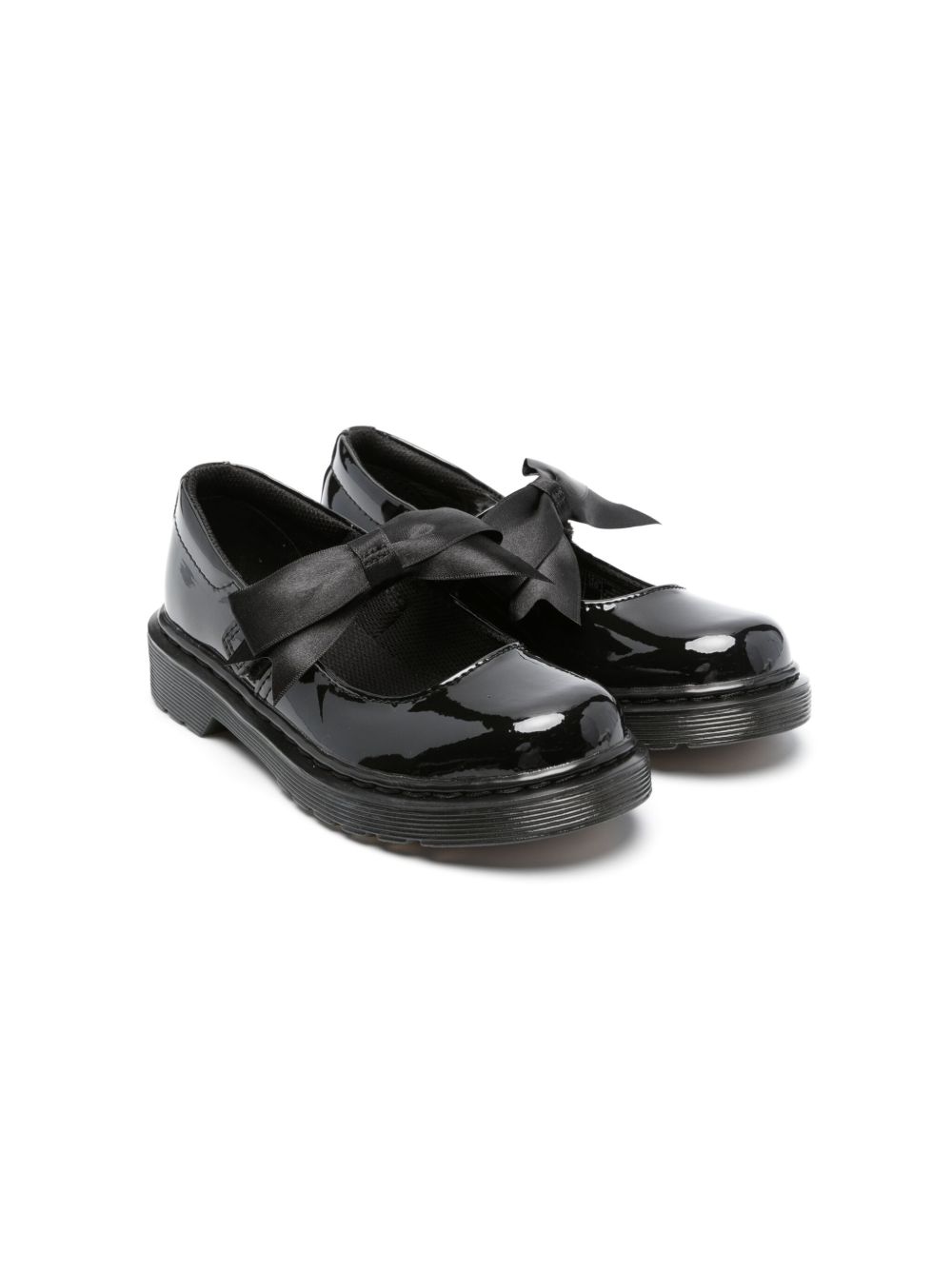 Dr. Martens Kids Maccy 漆皮芭蕾平底鞋 - 黑色
