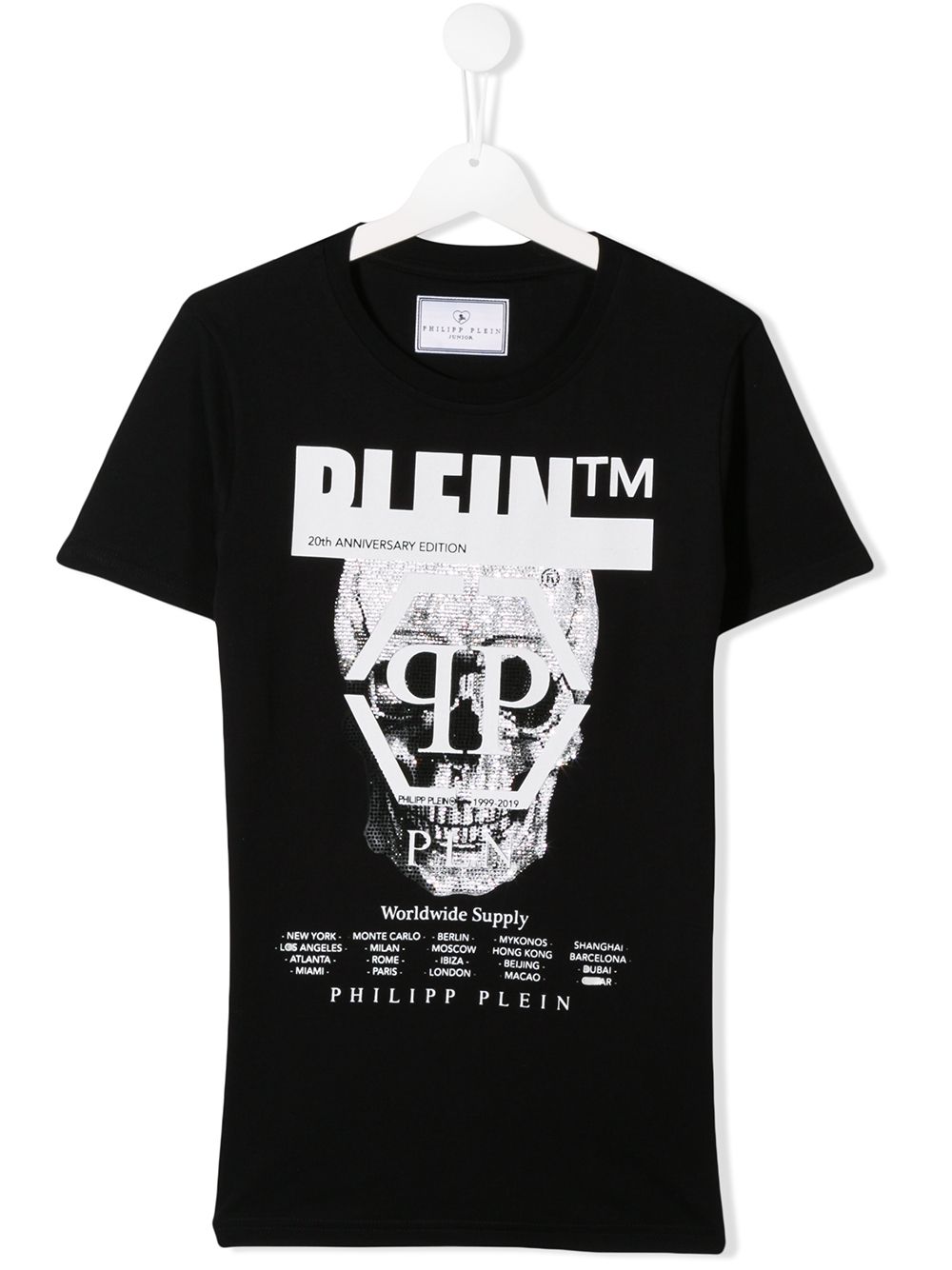 Philipp Plein Junior 照片印花logo T恤 - 黑色