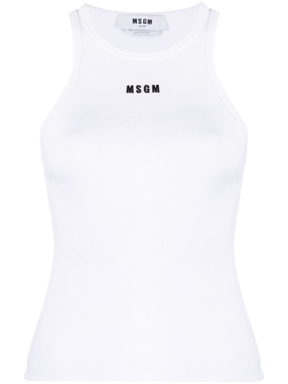 MSGM logo刺绣罗纹坦克背心 - 白色