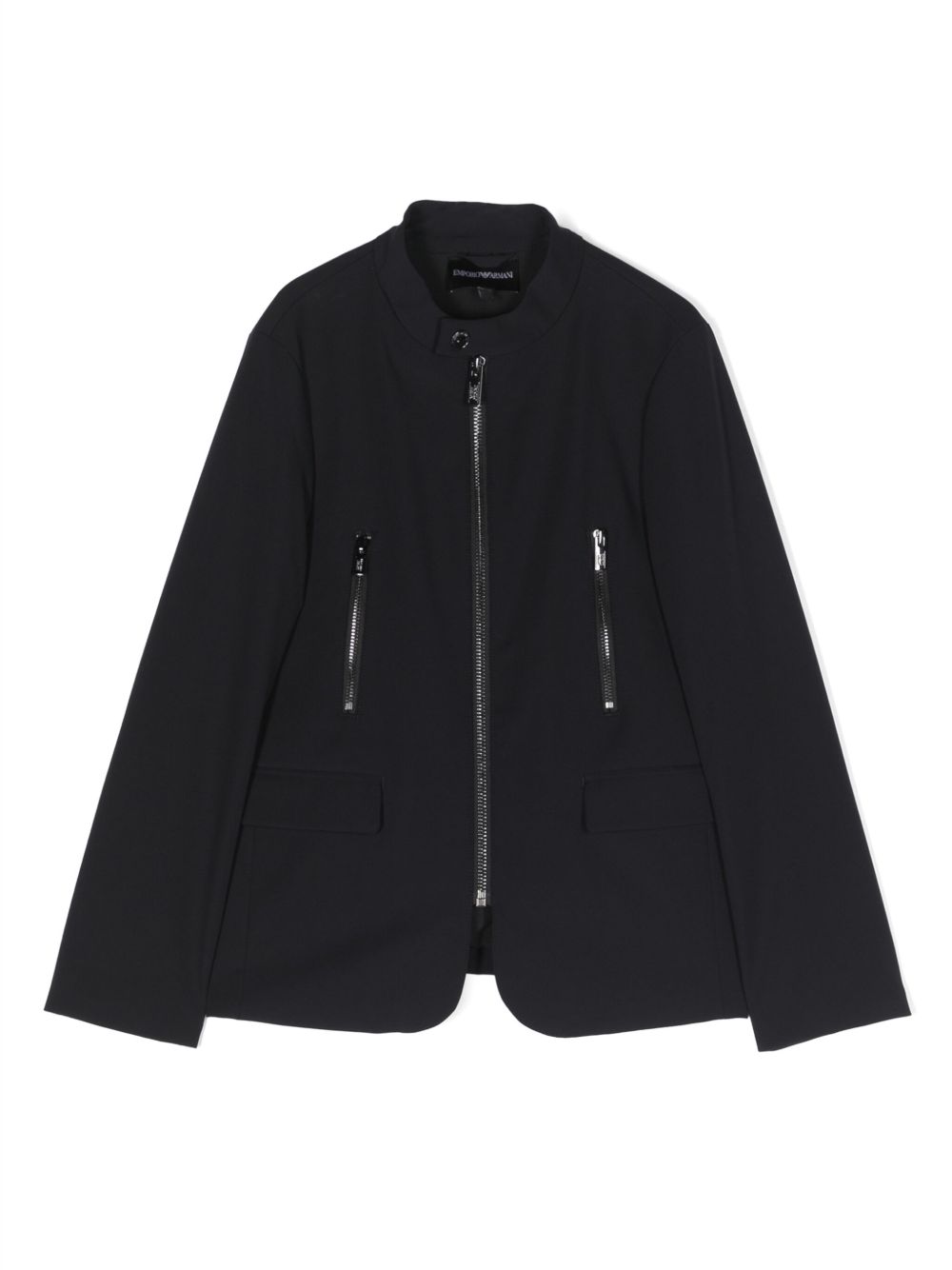Emporio Armani Kids 拉链开合西装夹克 - 蓝色
