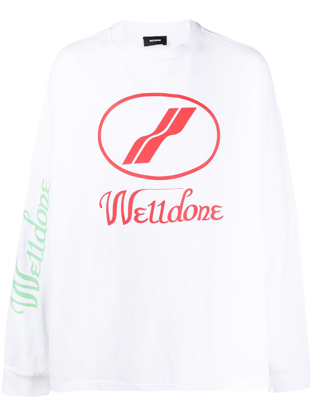 We11done logo印花长袖T恤 - 白色