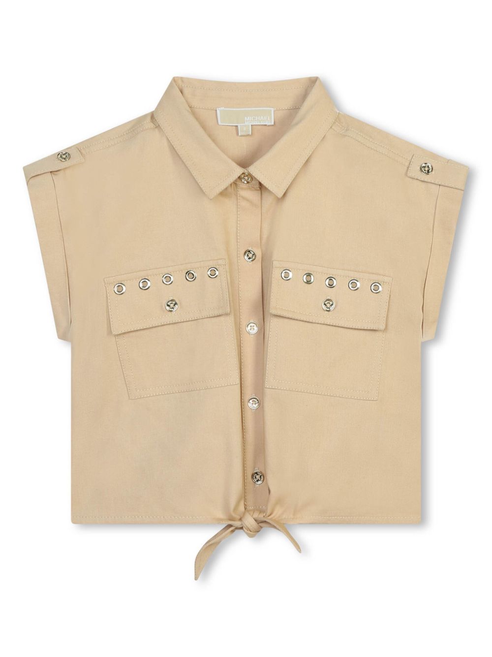 Michael Kors Kids 孔眼细节棉短款衬衫 - 中性色