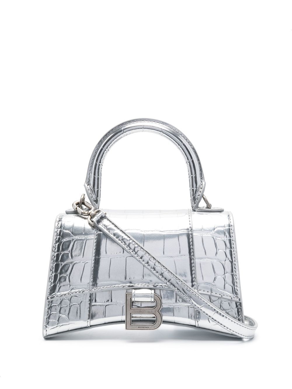 Balenciaga Hourglass XS 顶置手柄手提包 - 银色