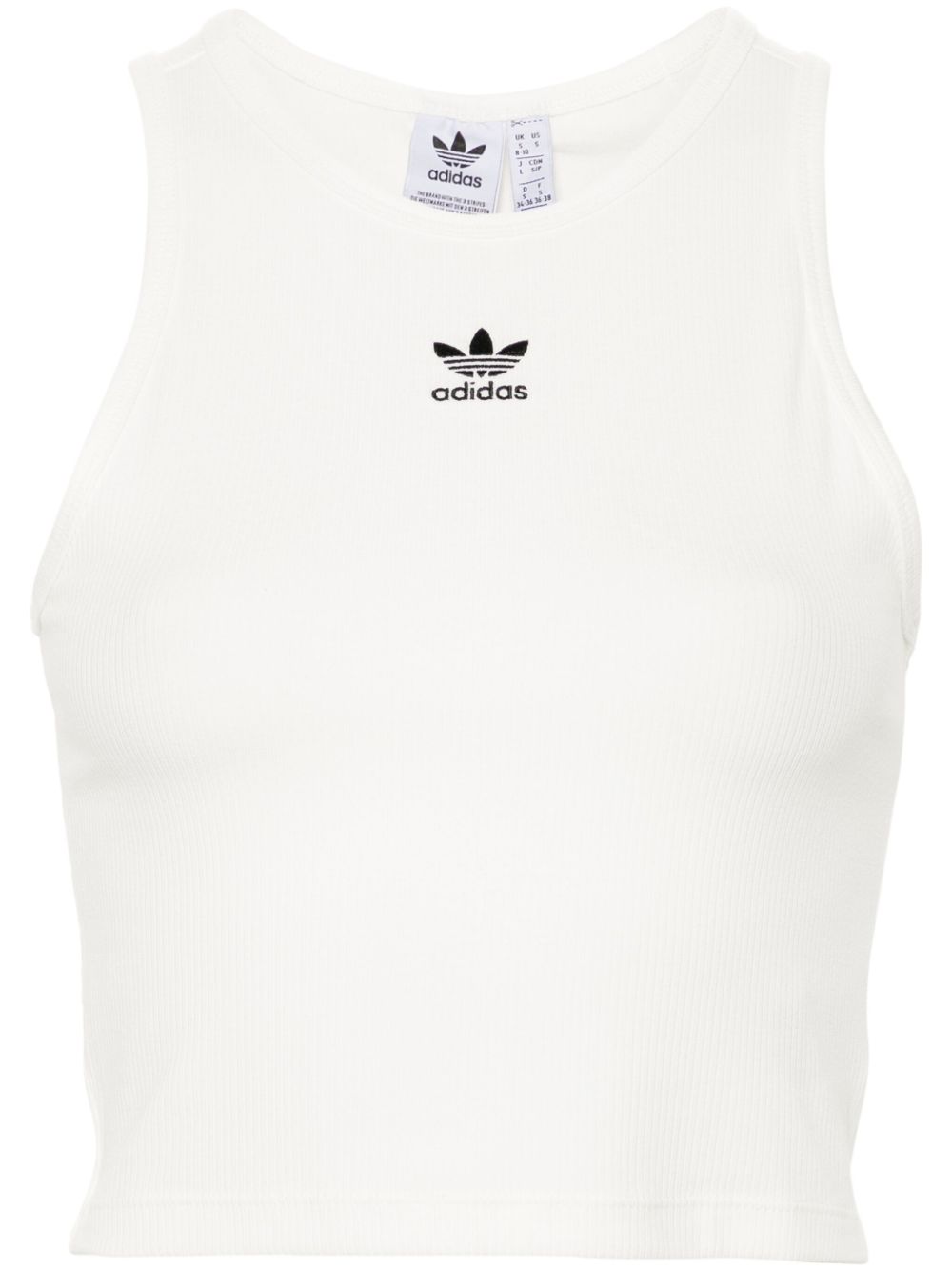 adidas logo刺绣罗纹坦克背心 - 白色