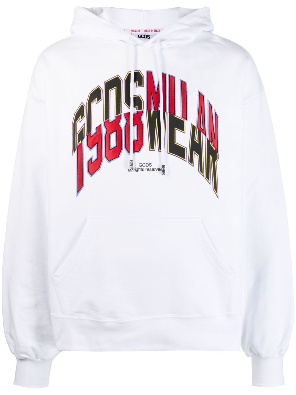 GCDS logo印花棉连帽衫 - 白色