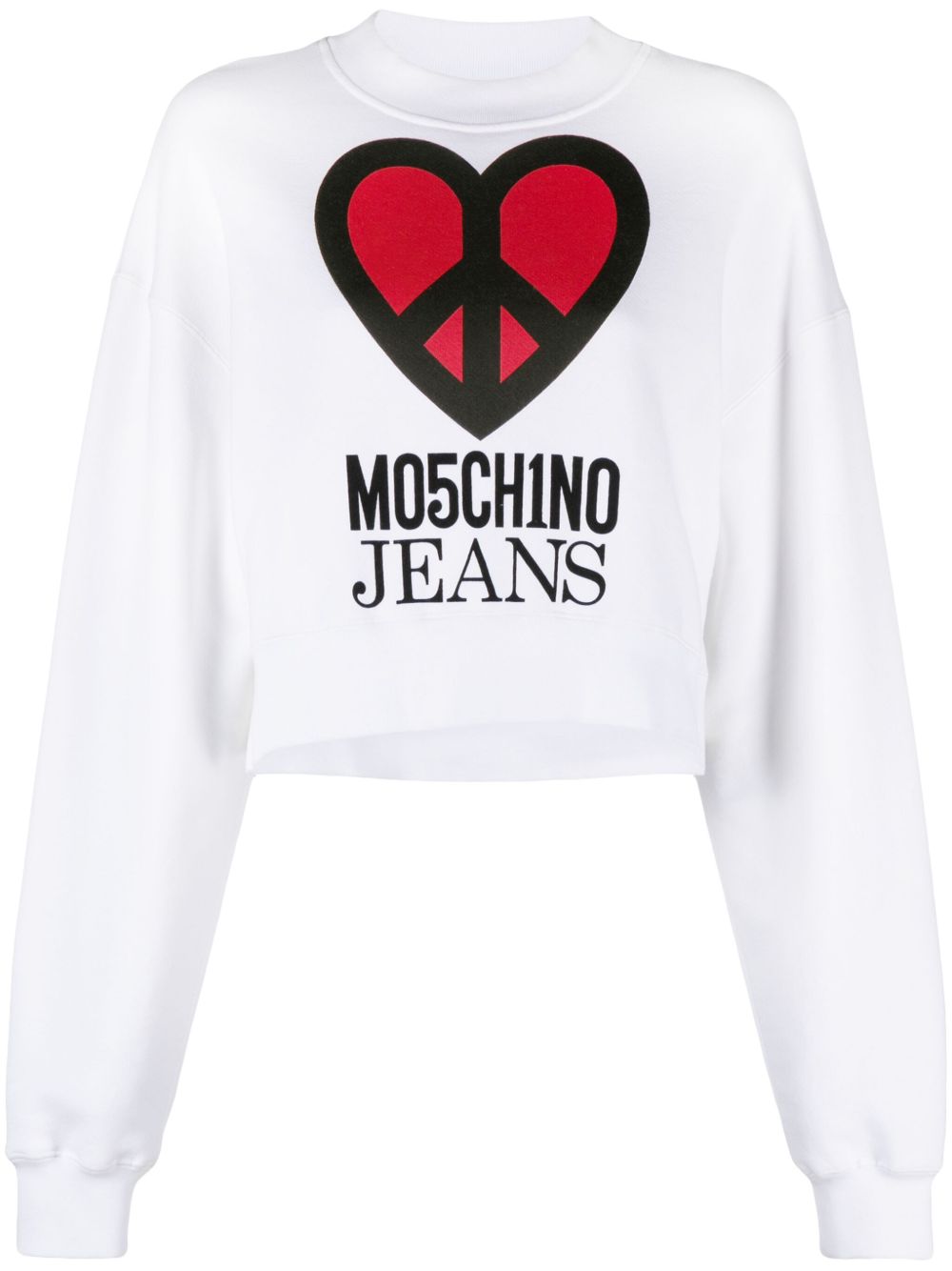 MOSCHINO JEANS 图案印花平纹针织卫衣 - 白色