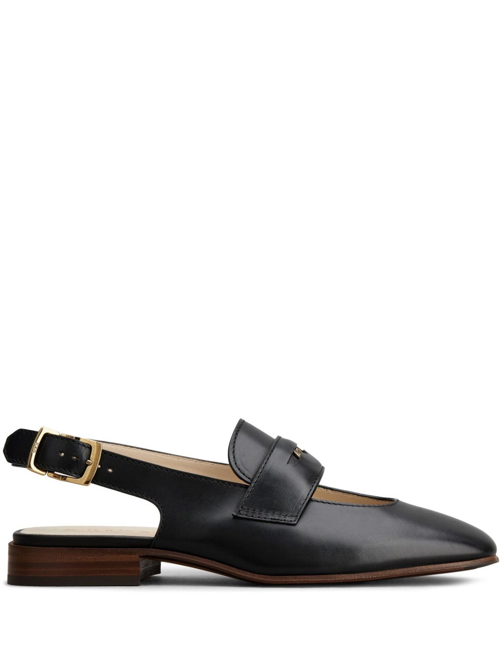 Tod's 经典细节皮质平底鞋 - 黑色