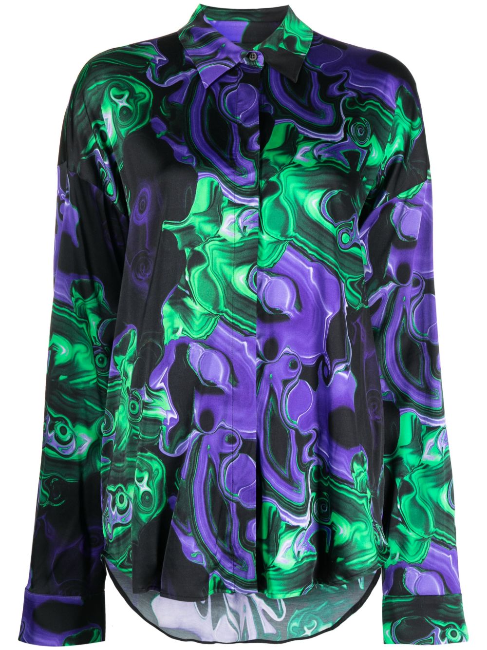 MSGM 图案印花长袖衬衫 - 紫色