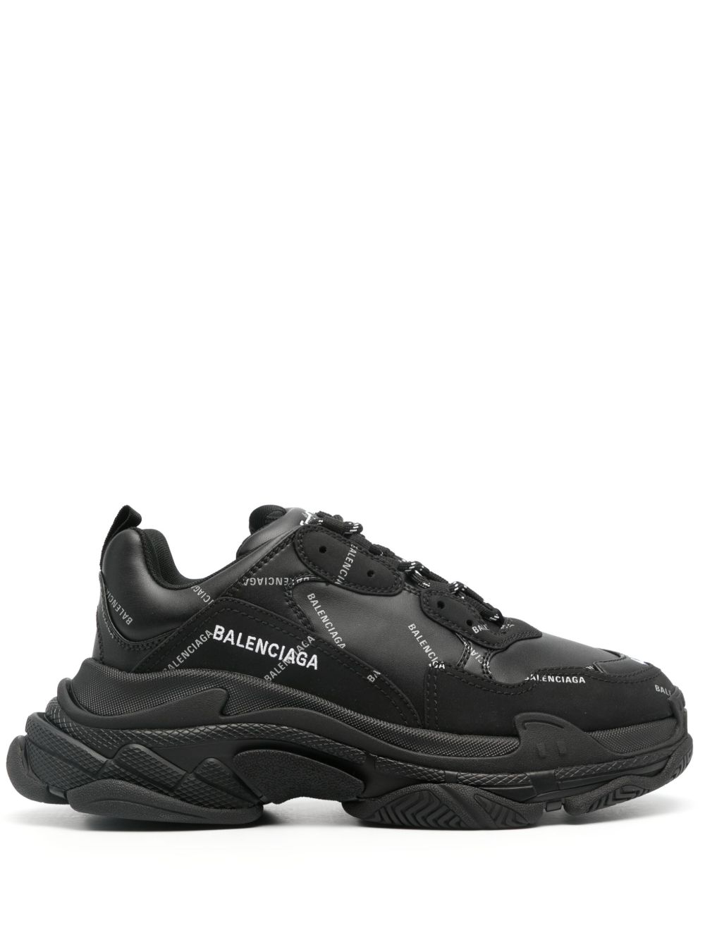 Balenciaga Triple S logo印花运动鞋 - 黑色