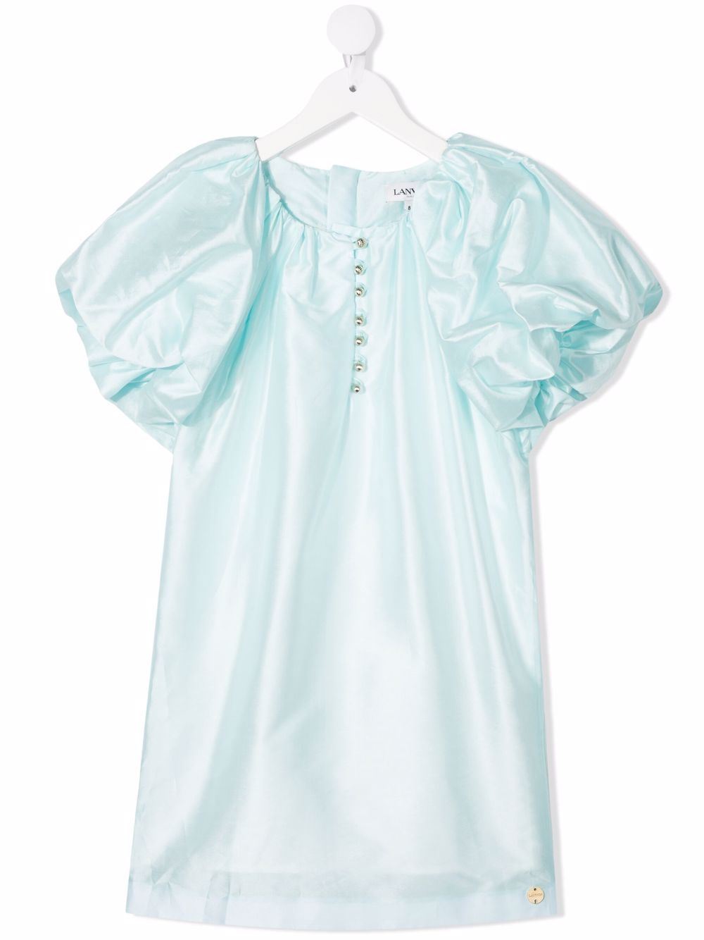 Lanvin Enfant 金属感泡泡袖连衣裙 - 蓝色