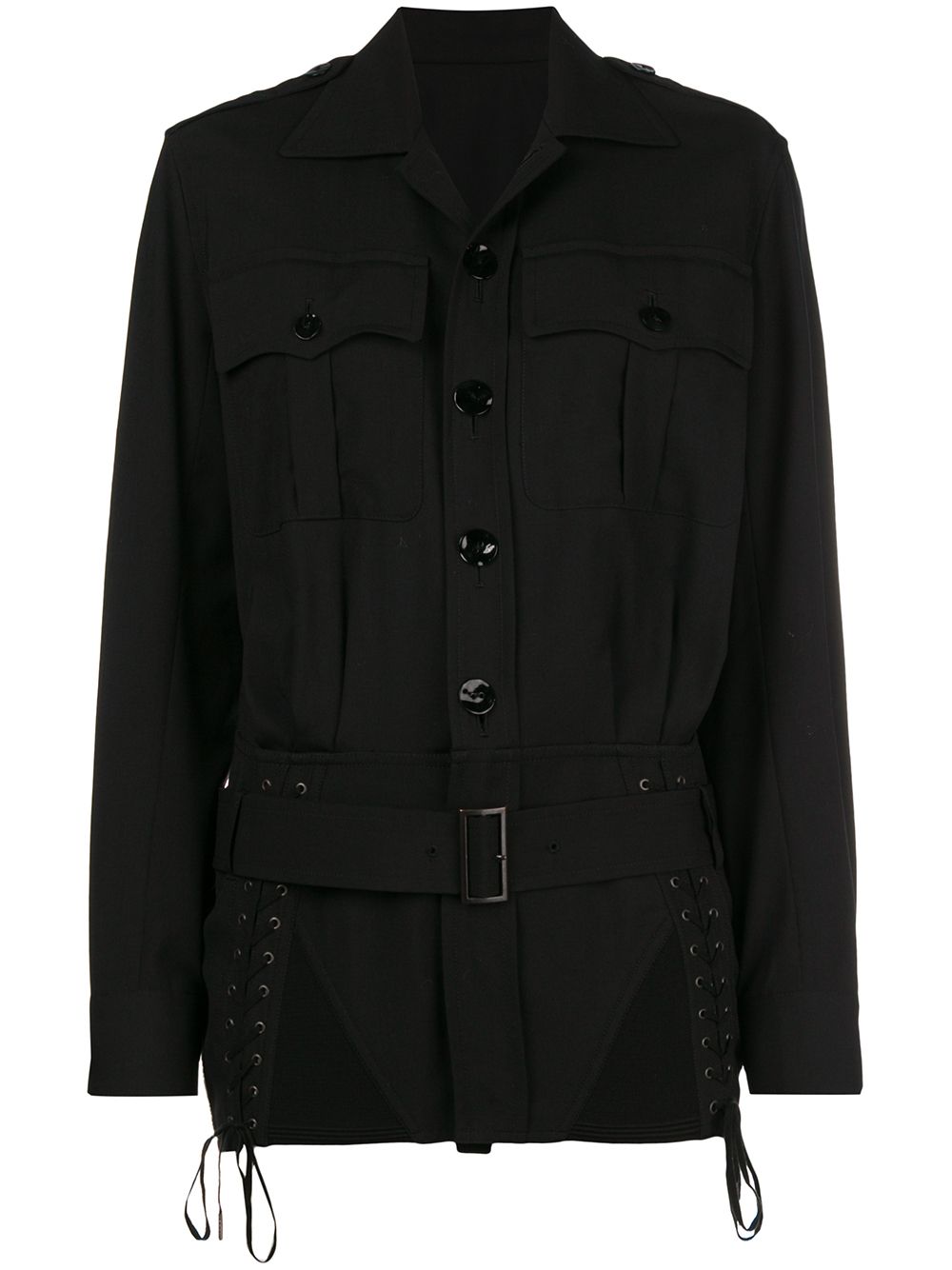 Jean Paul Gaultier Pre-Owned 古着绑带系腰带夹克 - 黑色