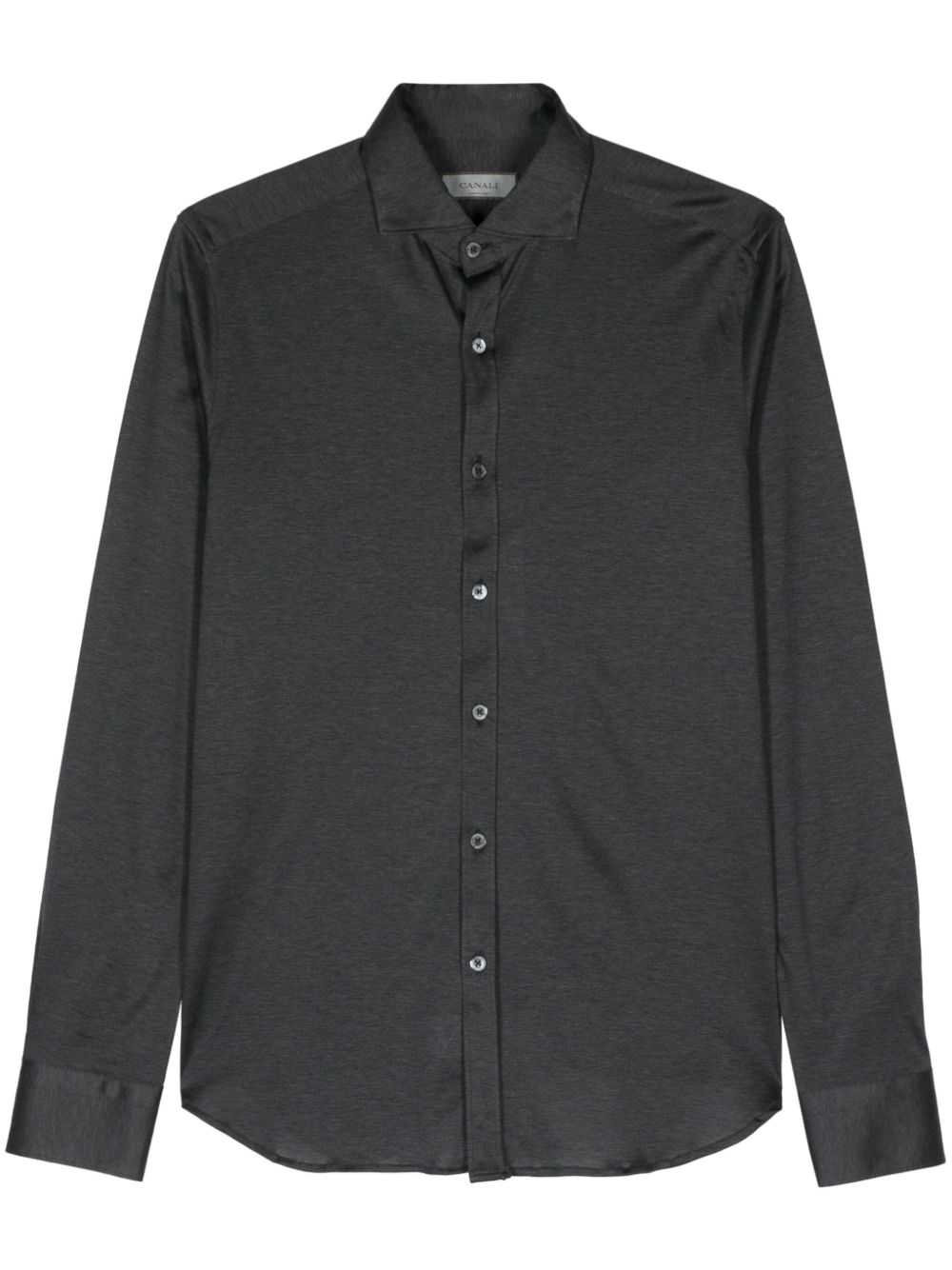 Canali 切角领棉衬衫 - 灰色