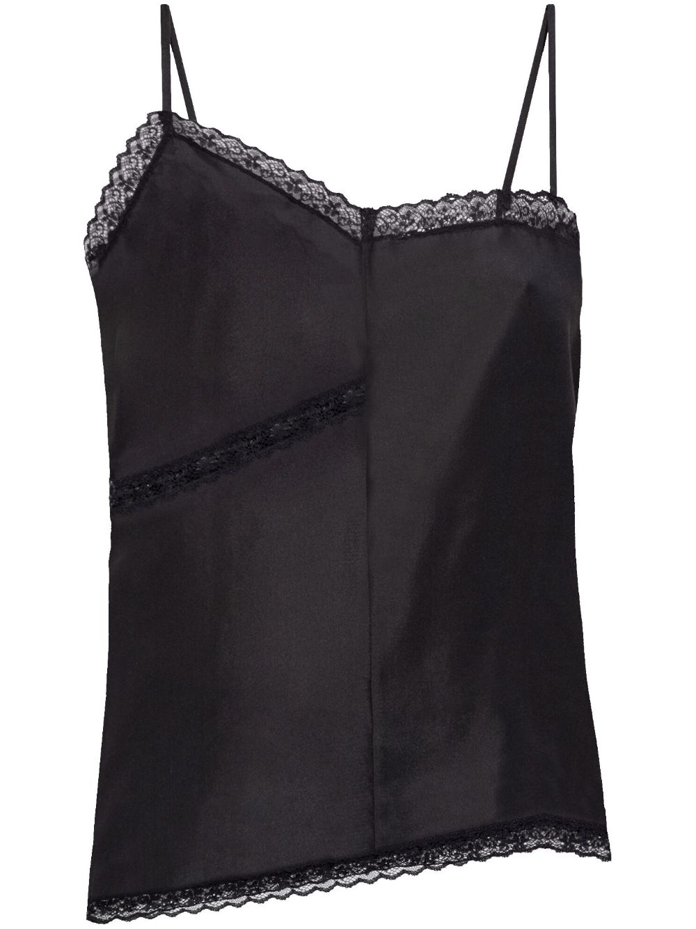 MM6 Maison Margiela 蕾丝细节真丝上衣 - 黑色