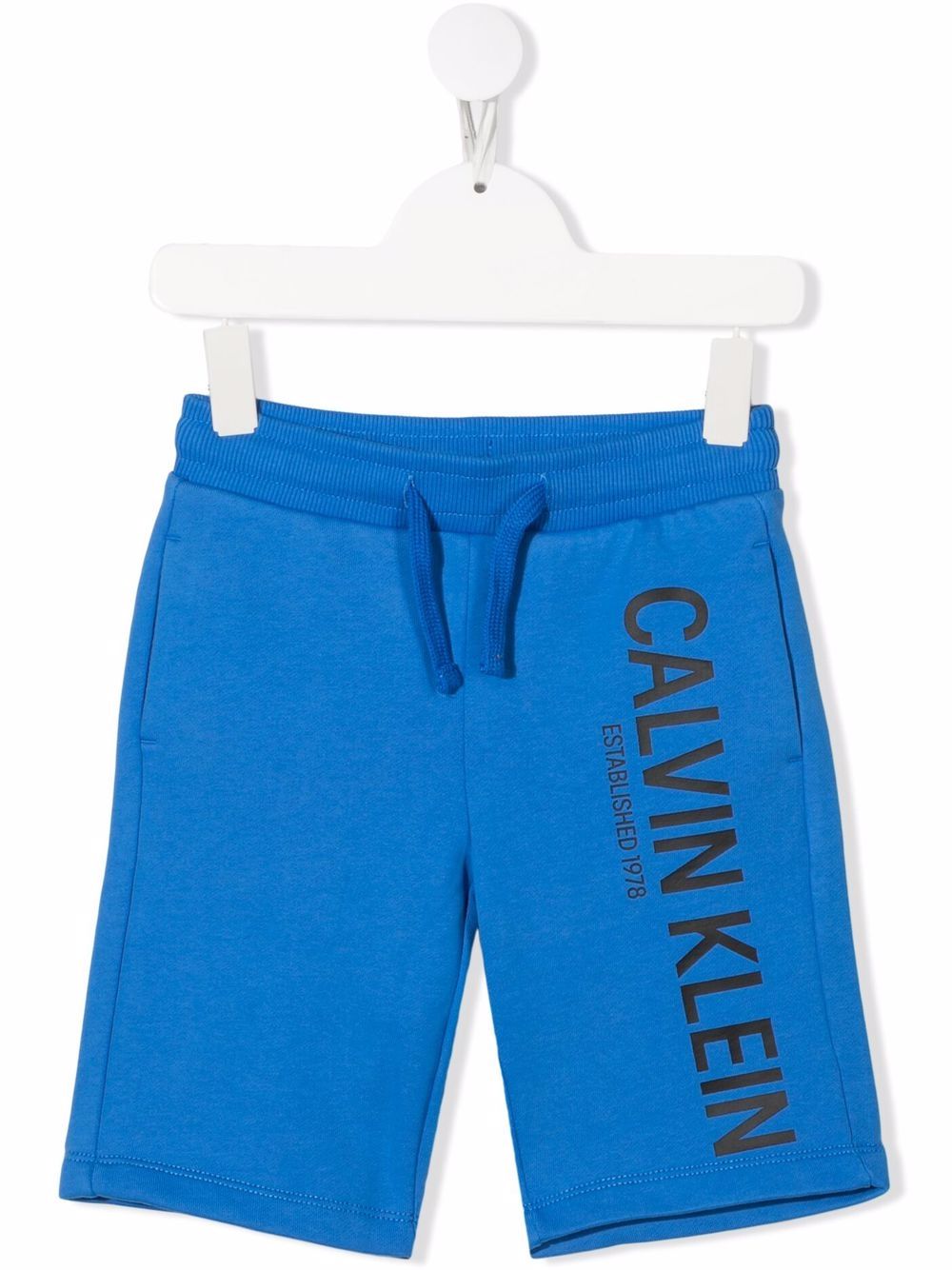 Calvin Klein Kids logo抽绳短裤 - 蓝色