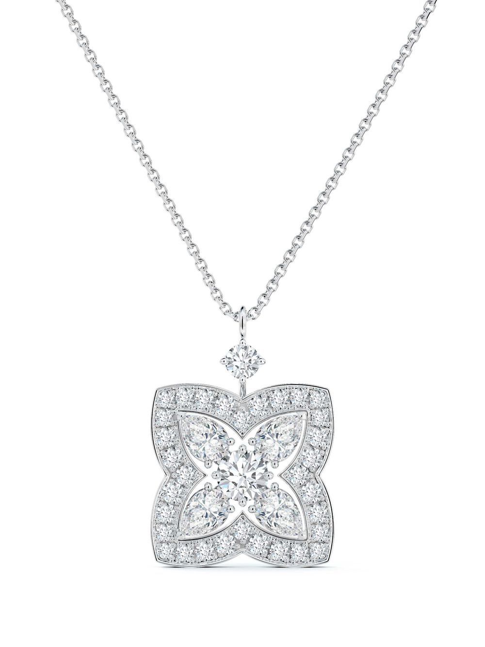 De Beers Jewellers 18K白金 Enchanted Lotus 钻石吊饰项链 - 白色
