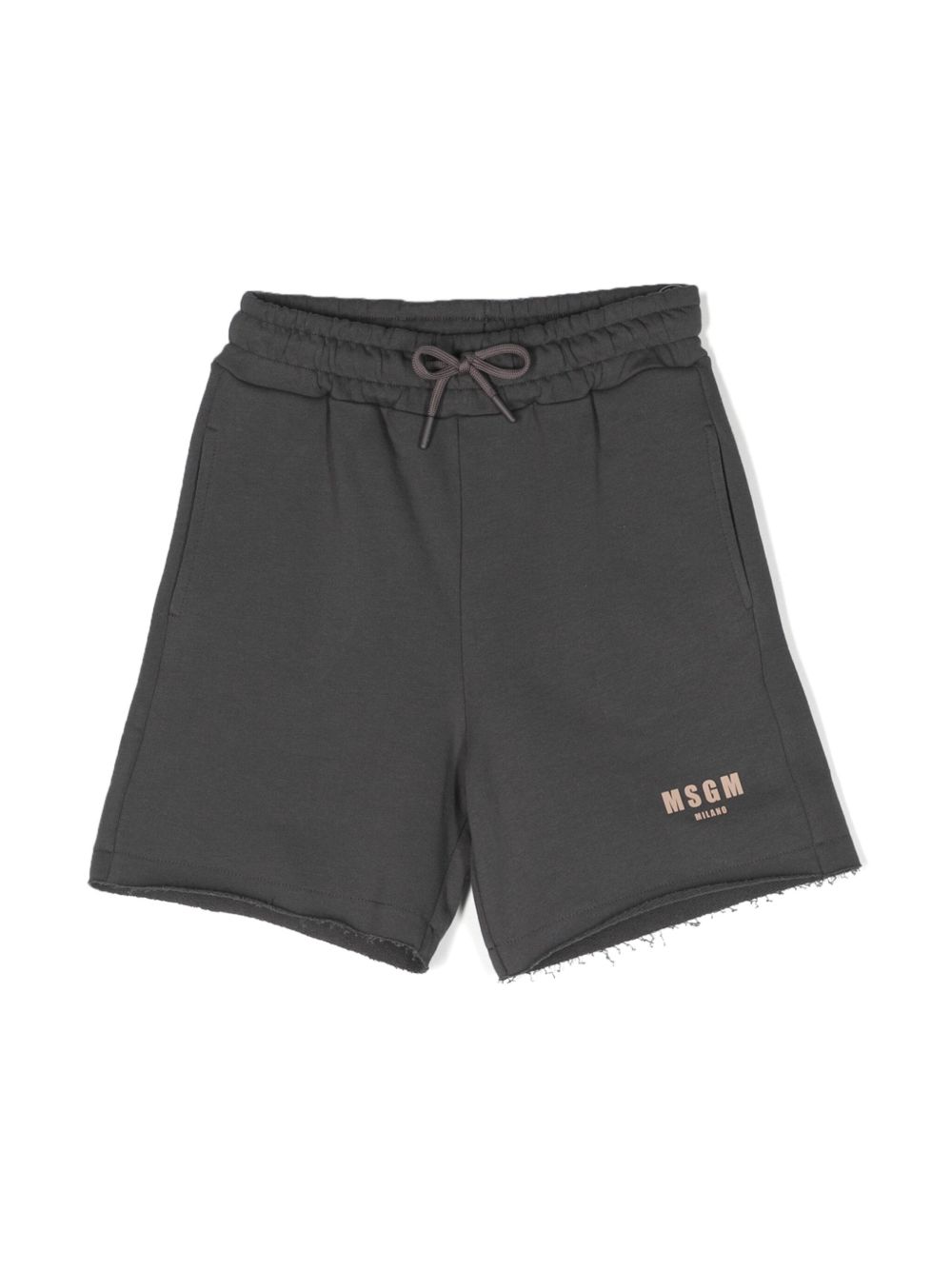 MSGM Kids 仿旧效果棉短裤 - 灰色