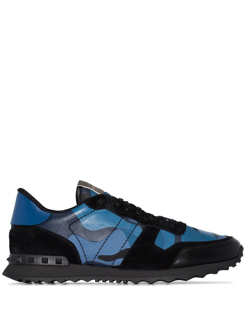 Valentino Garavani Garavani Rockrunner 迷彩皮质运动鞋 - 蓝色