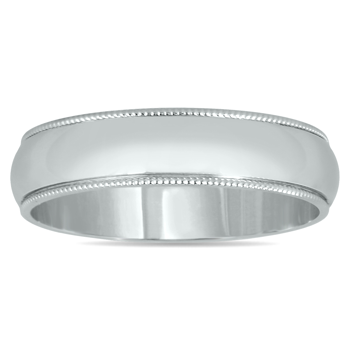 4mm Milgrain Edge Comfort Fit Wedding Band in 14K White Gold