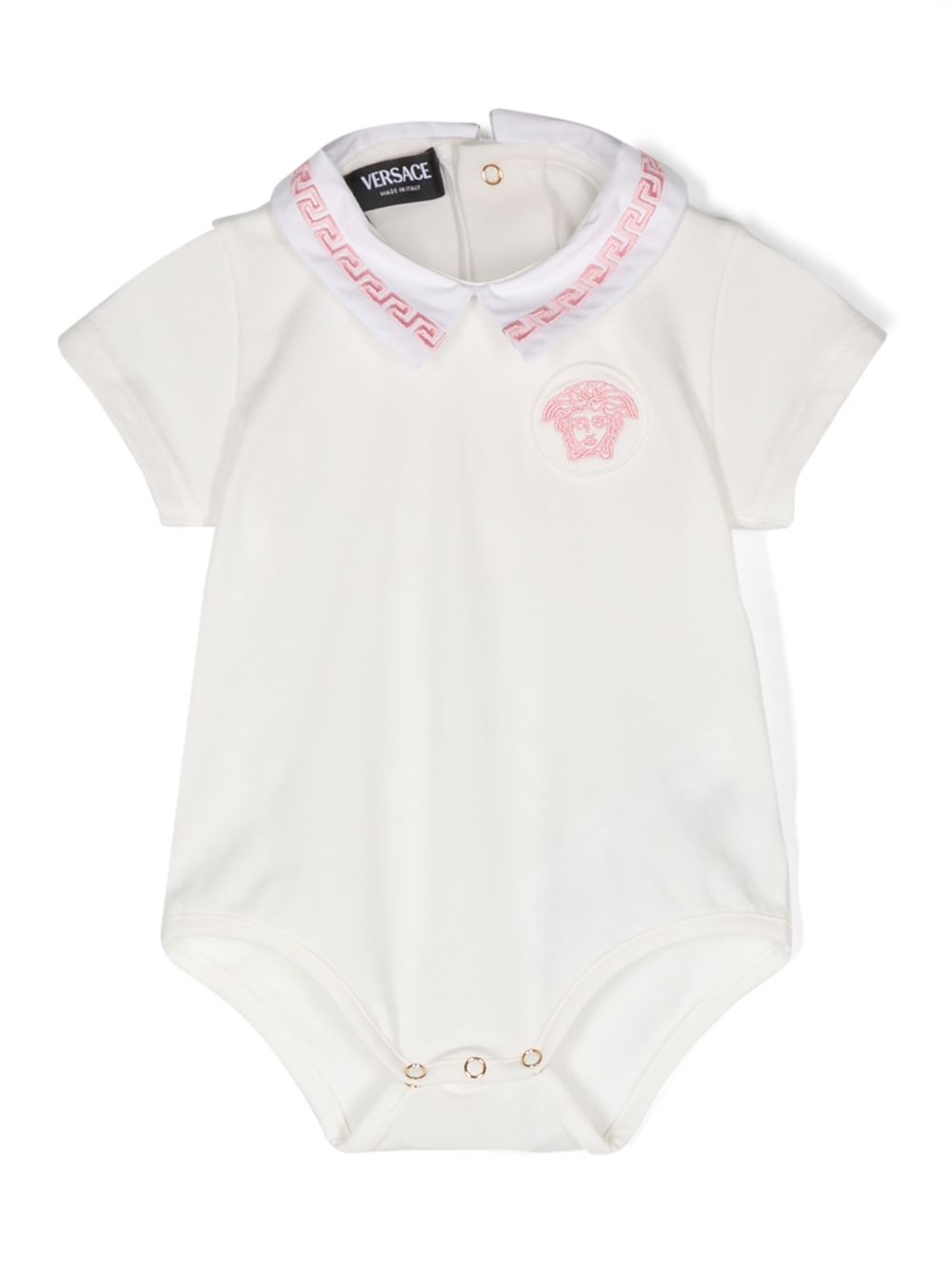 Versace Kids 美杜莎头贴花棉连体衣 - 白色