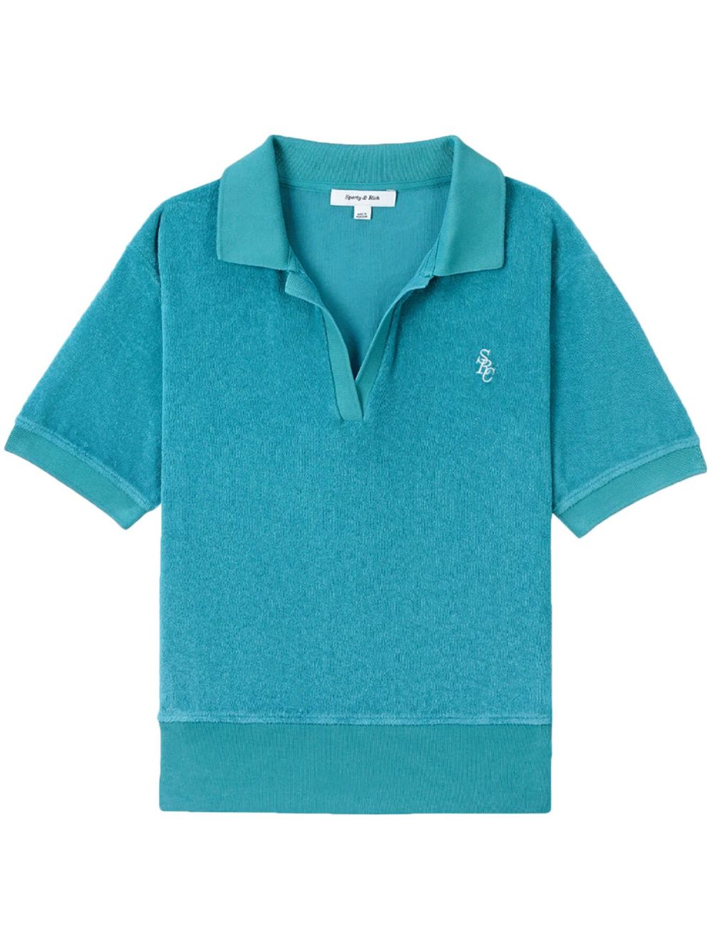 Sporty & Rich 毛巾布logo刺绣polo衫 - 蓝色