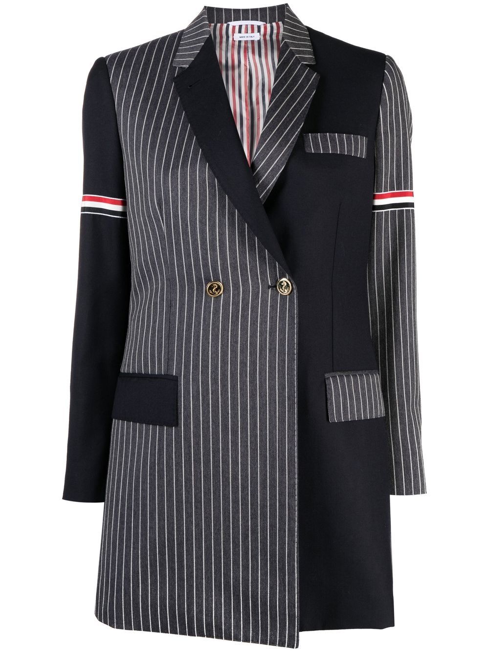 Thom Browne 拼接双排扣西装夹克 - 蓝色