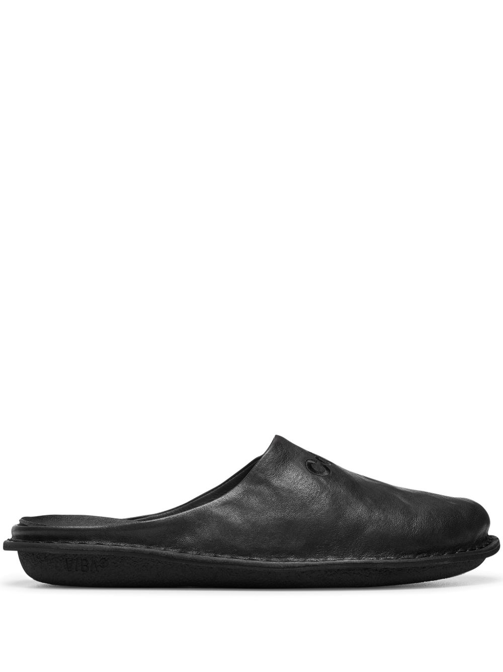 Comme des Garçons Homme logo刺绣皮质乐福鞋 - 黑色