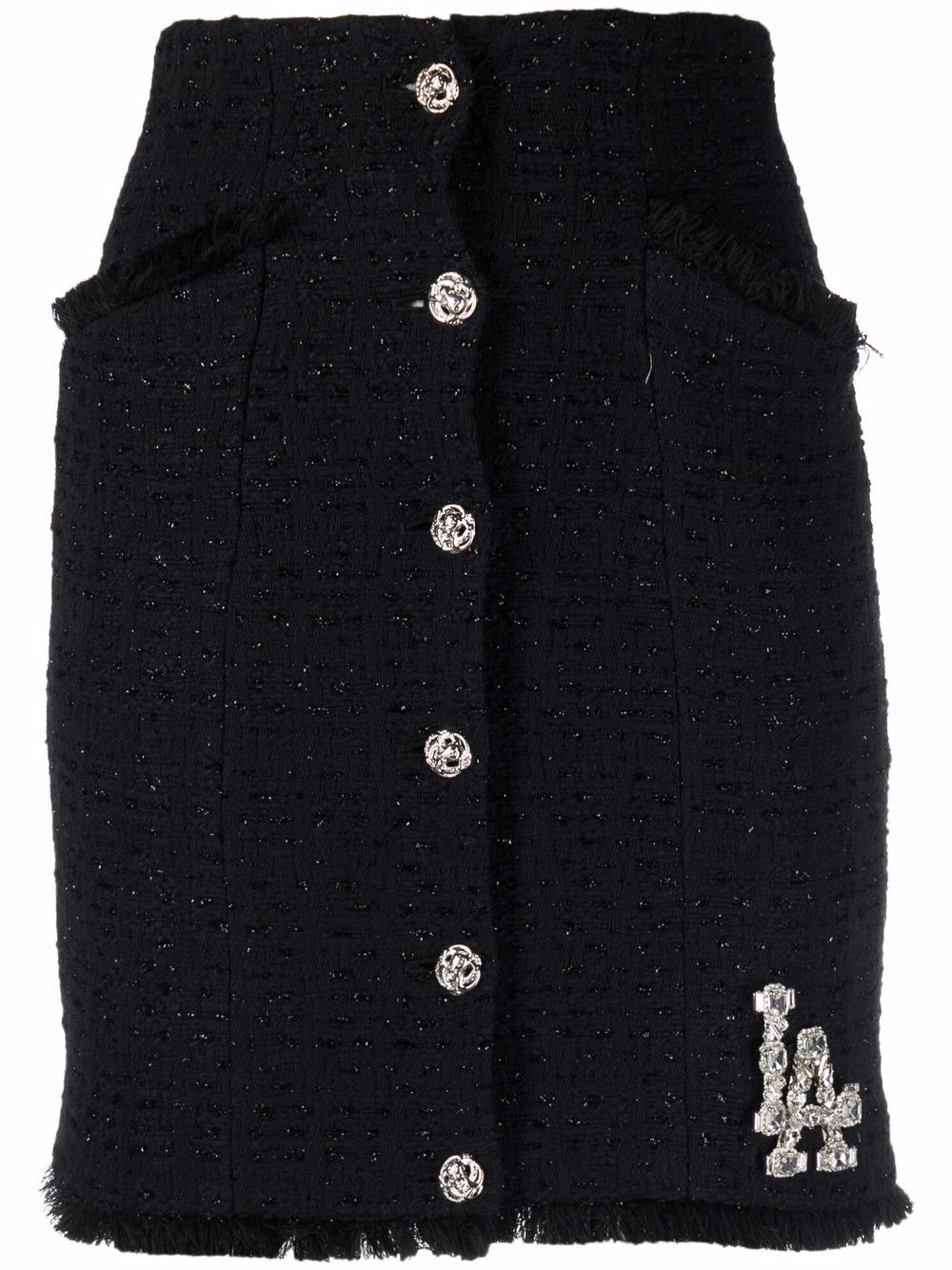 Philipp Plein Crystal Skull 粗花呢半身裙 - 黑色