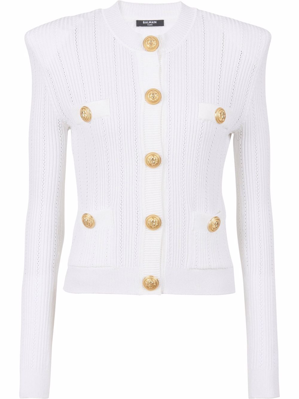 Balmain 密织纽扣开衫 - 白色