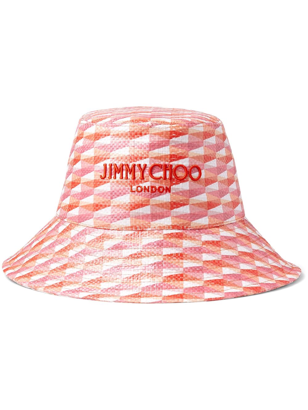 Jimmy Choo Catalie 几何图案印花渔夫帽 - 粉色