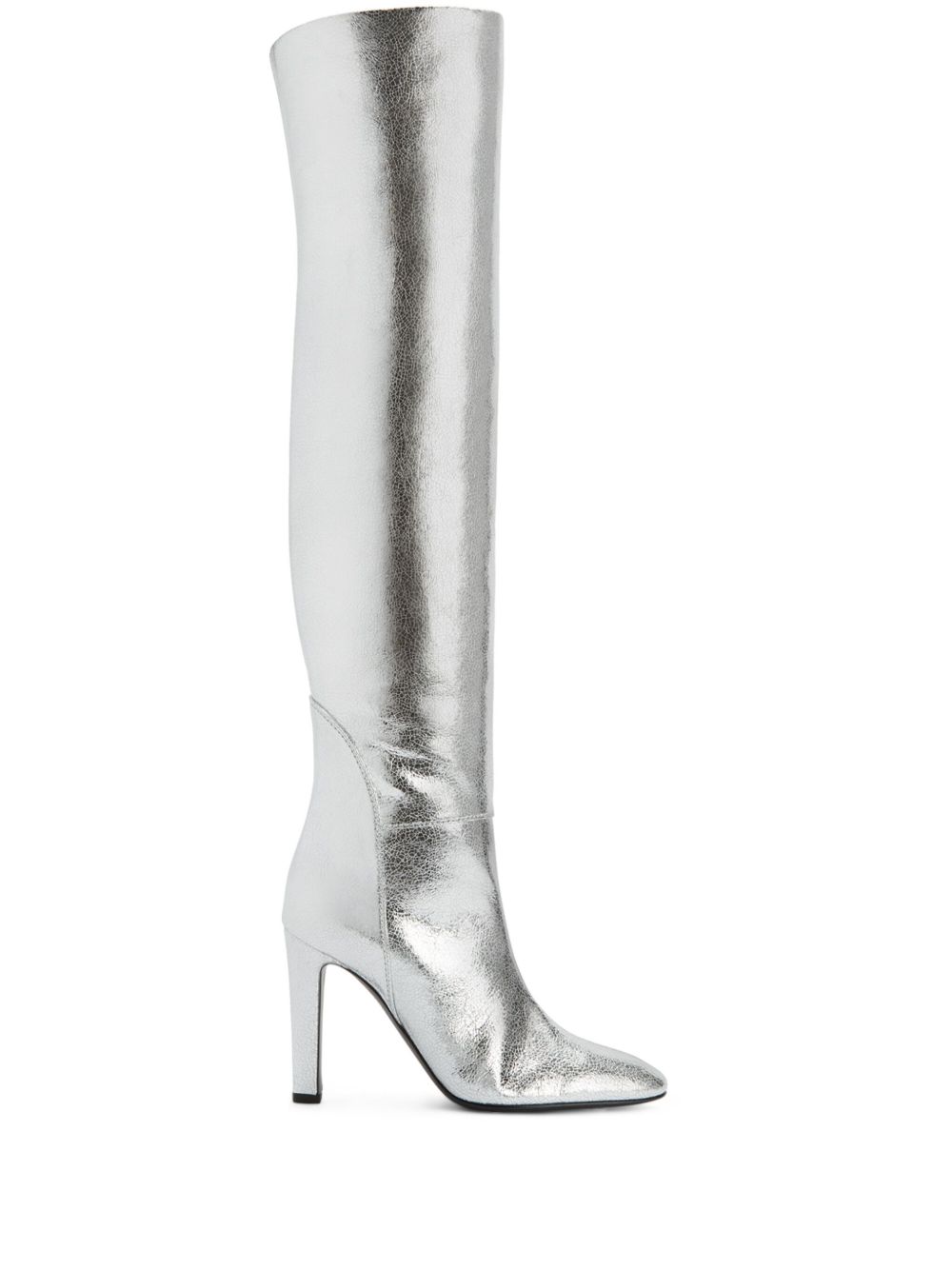 Giuseppe Zanotti Hattie 金属感高跟及膝靴 - 银色
