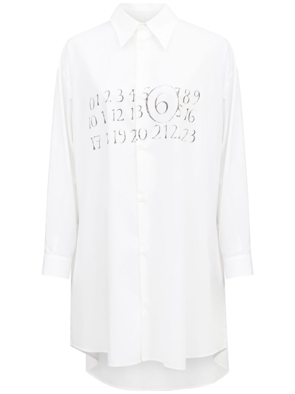 MM6 Maison Margiela 标志性数字图案衬衫裙 - 白色