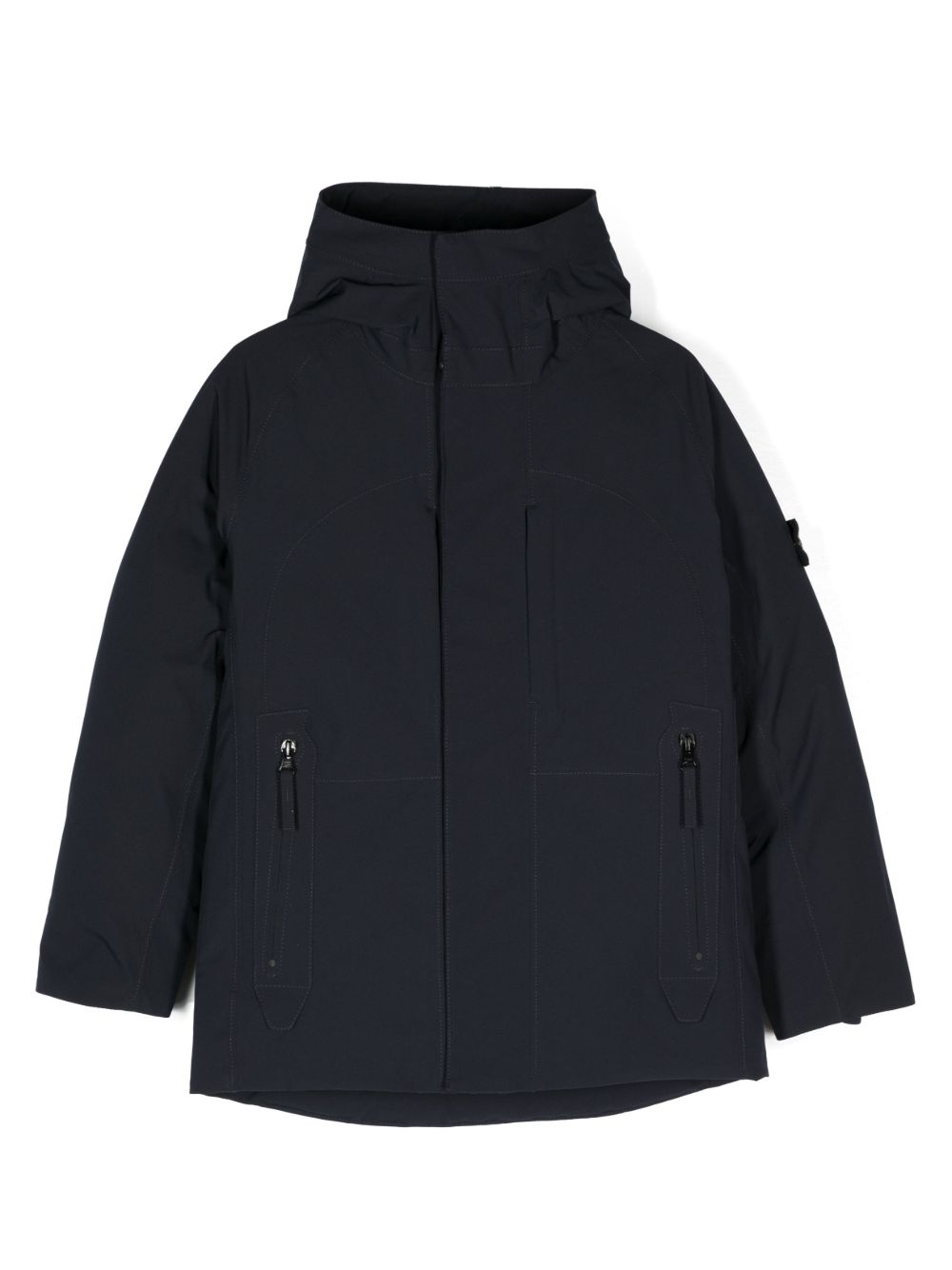 Stone Island Junior 罗盘图案连帽外套 - 蓝色