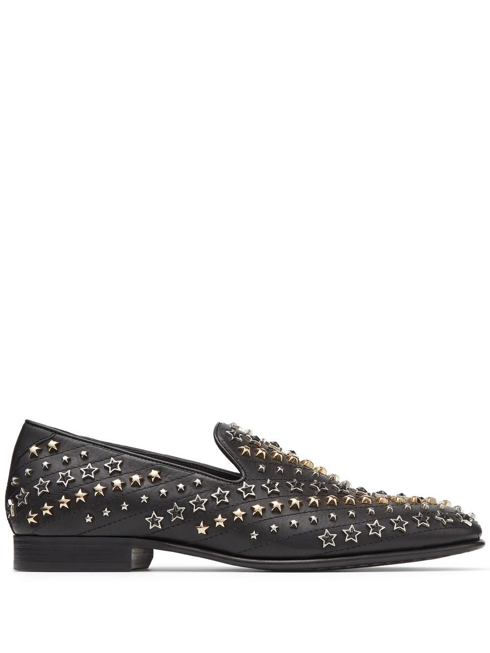 Jimmy Choo 周仰杰 Thame 星星铆钉皮质乐福鞋 - 黑色