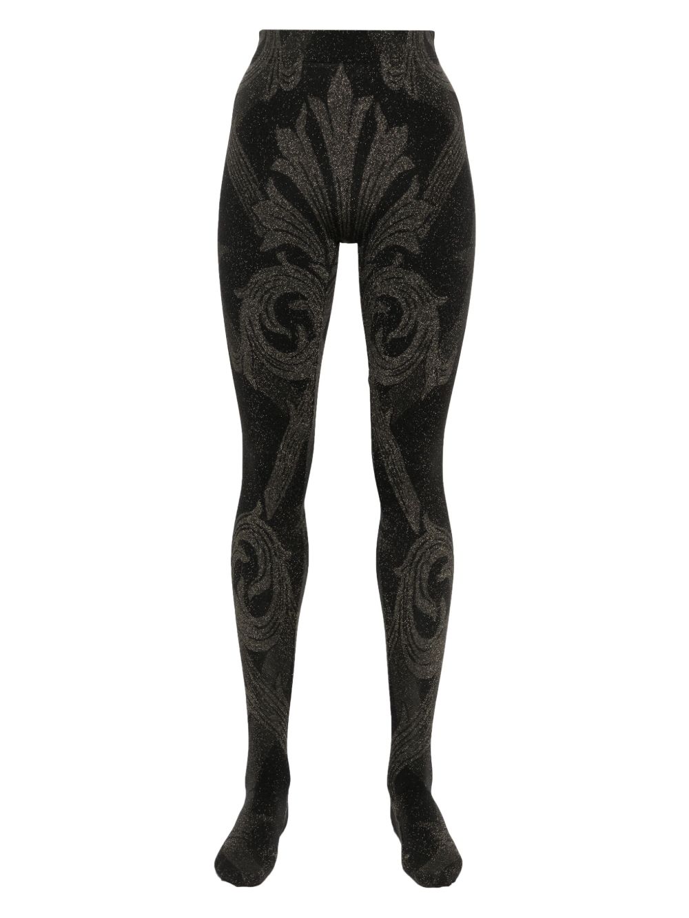 Wolford x ETRO 金属感织线提花打底裤袜 - 黑色