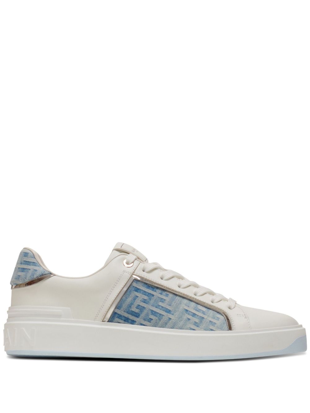 Balmain B-Court 皮质运动鞋 - 白色