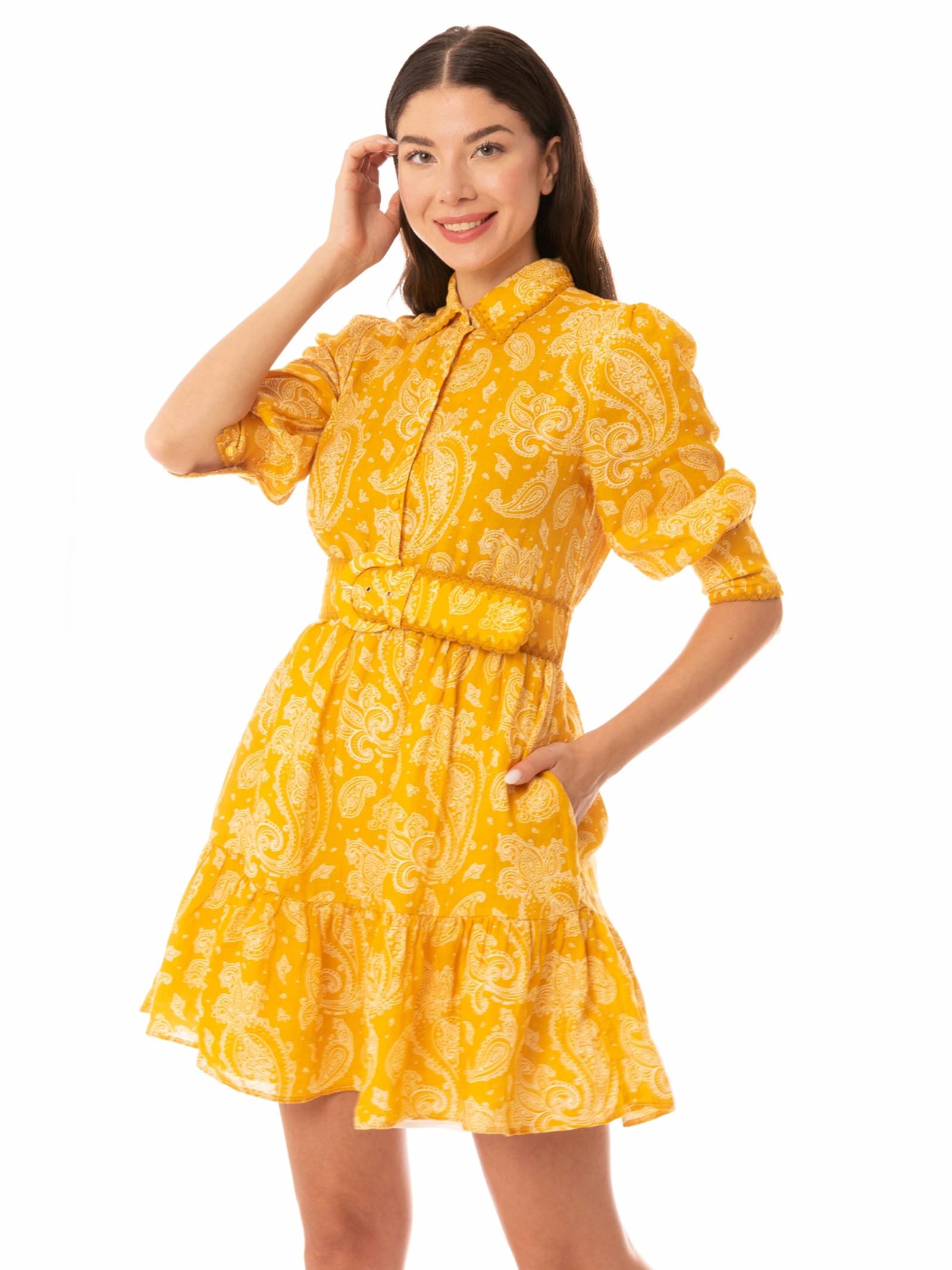MC2 Saint Barth Paisley Print Linen Short Dress Daisi