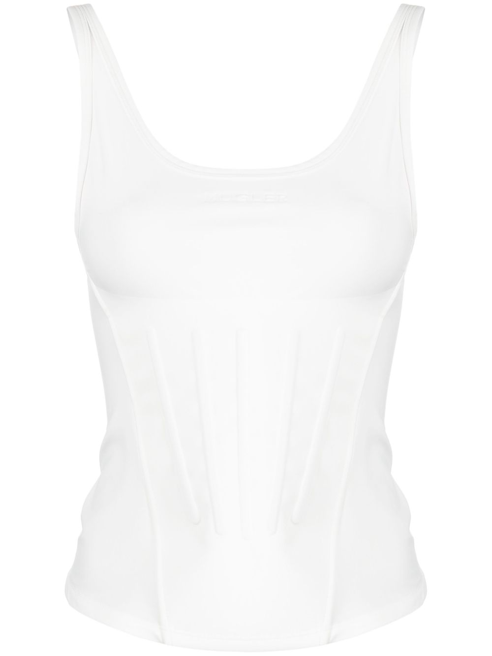 Mugler logo压纹紧身胸衣式坦克背心 - 白色