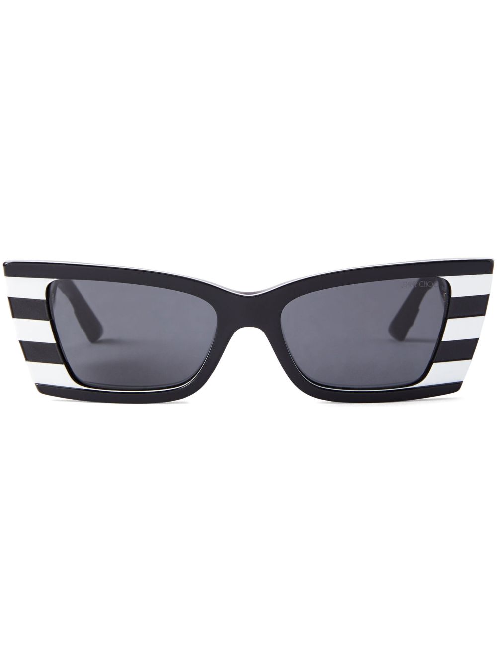 Jimmy Choo Eyewear 条纹猫眼框太阳眼镜 - 黑色