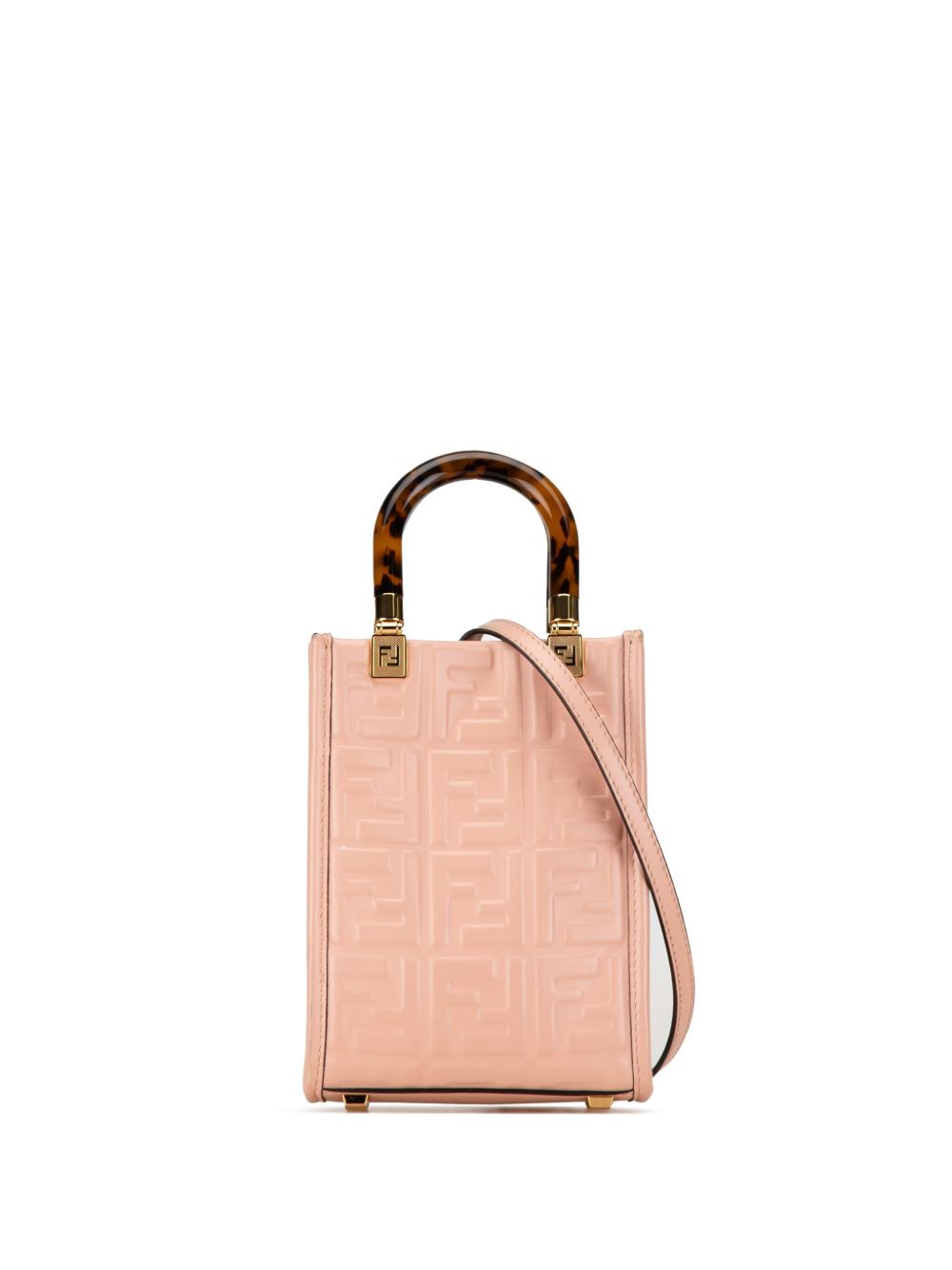 Fendi Pre-Owned Zucca Embossed Sunshine Shopper Tote 迷你斜挎包（2010-2023年典藏款） - 粉色