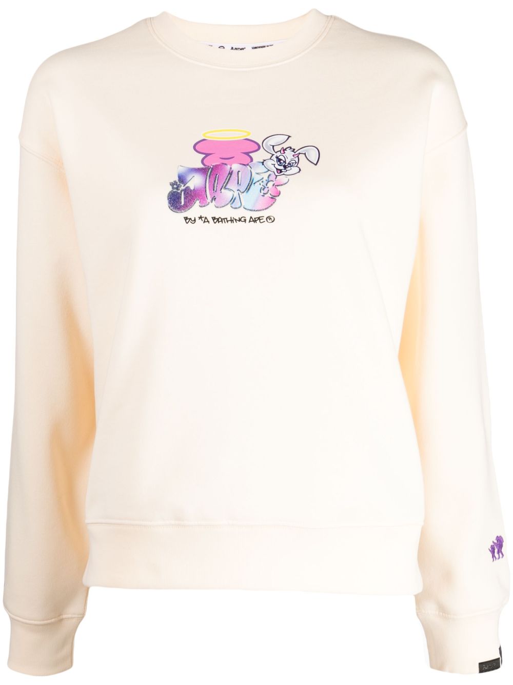 AAPE BY *A BATHING APE® logo印花垮肩卫衣 - 黄色