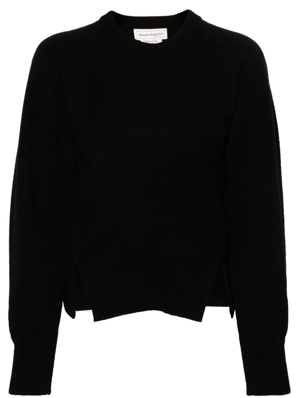 Alexander McQueen 紧身胸衣式罗纹毛衣 - 黑色