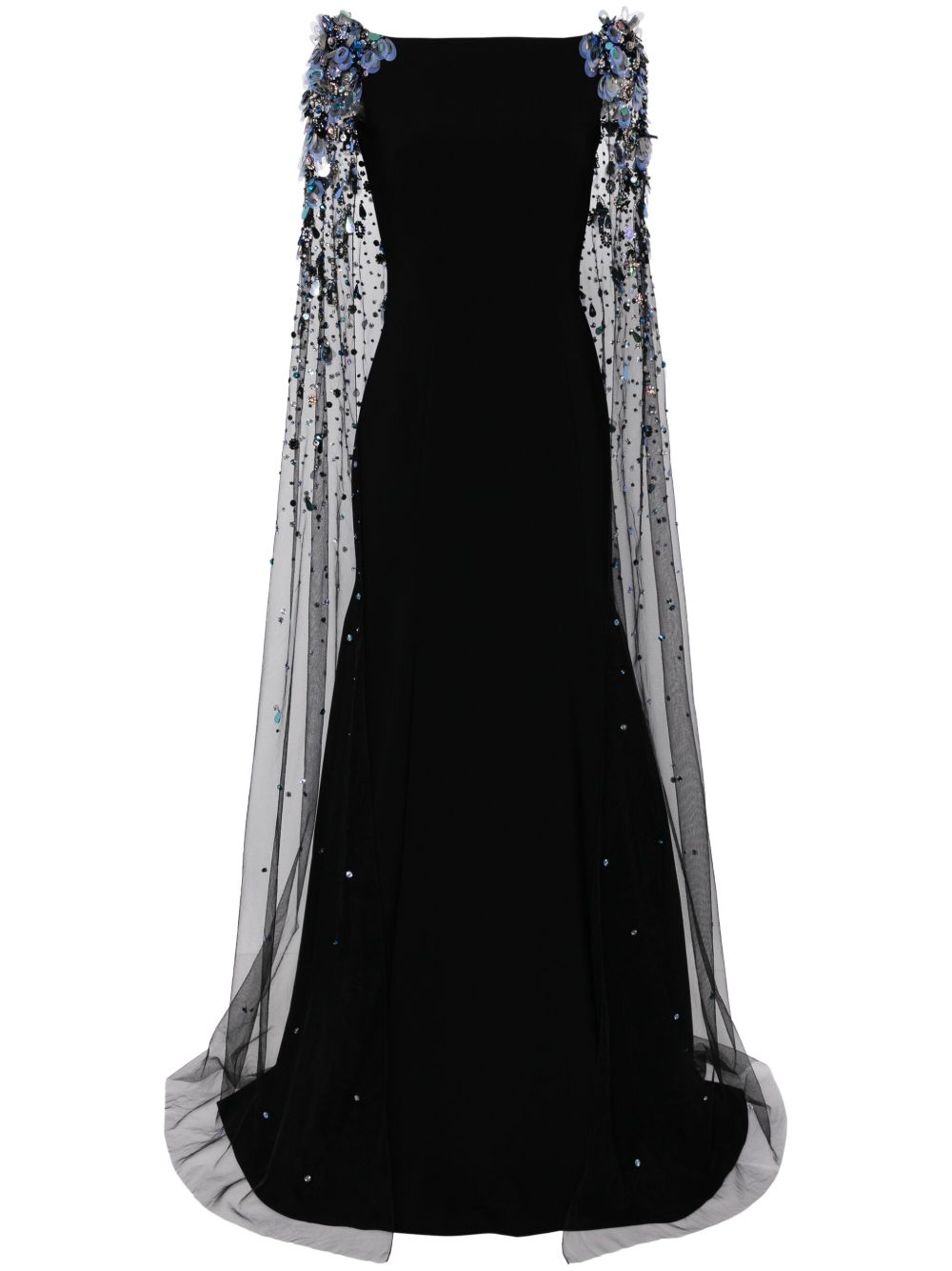 Jenny Packham Bittersweet 珠饰斗篷式礼服 - 黑色