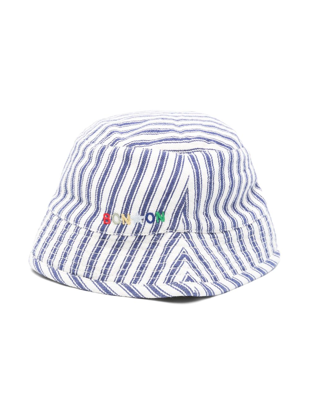 Bonton 光环条纹棉遮阳帽 - 蓝色