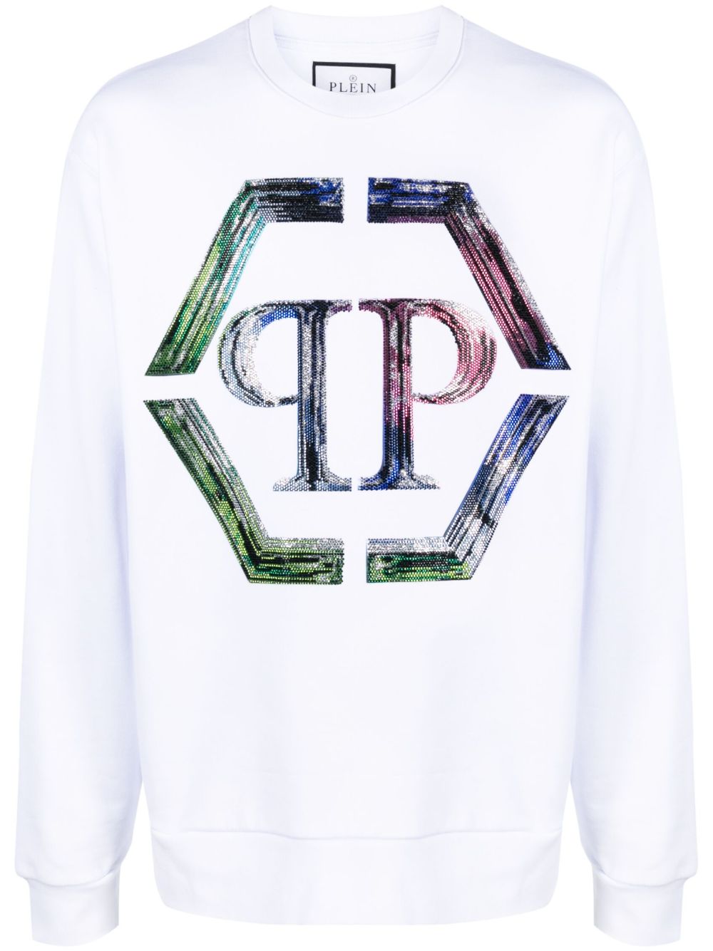 Philipp Plein logo印花弹性莫代尔卫衣 - 白色