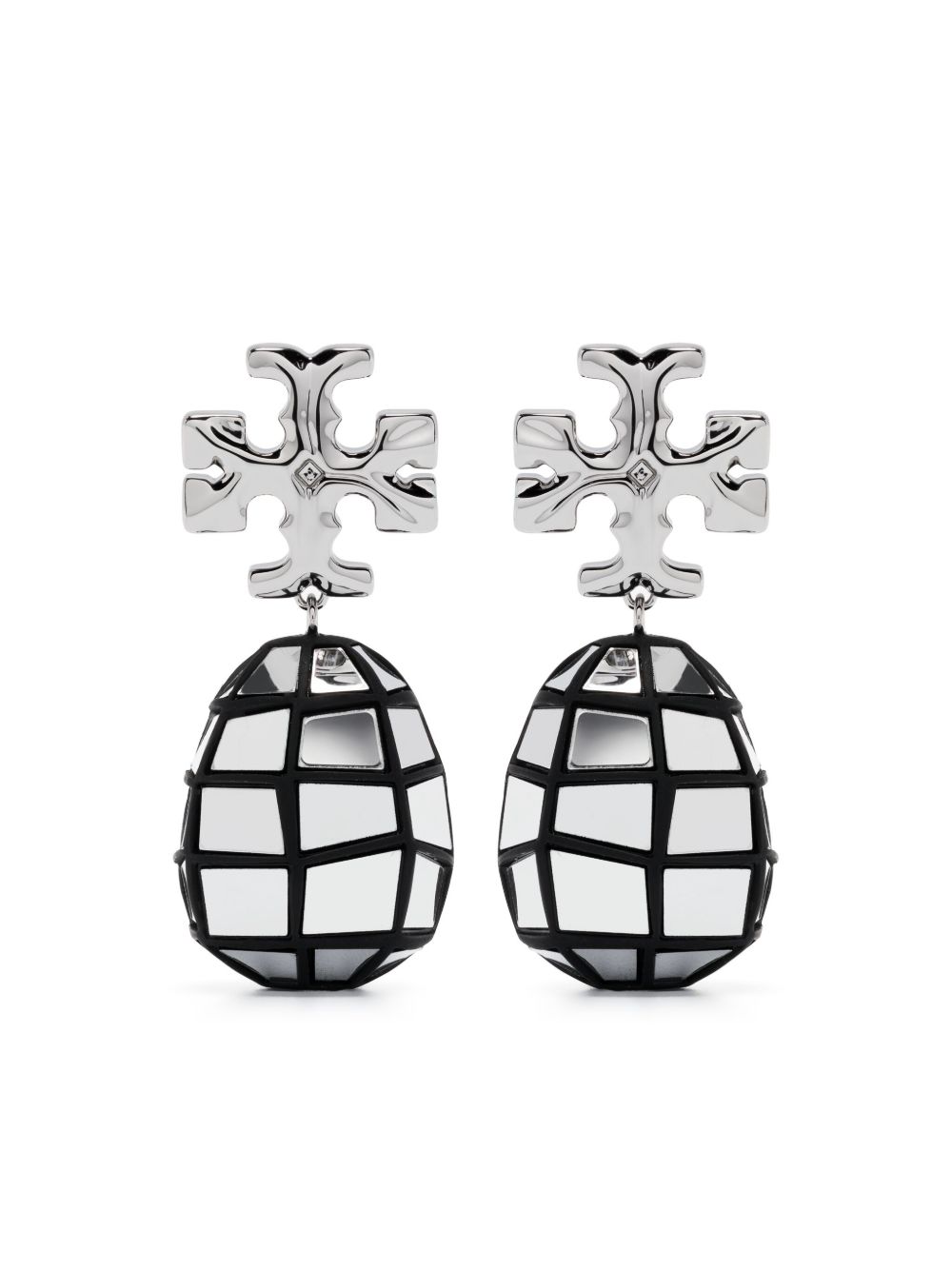 Tory Burch logo标牌吊饰耳环 - 银色
