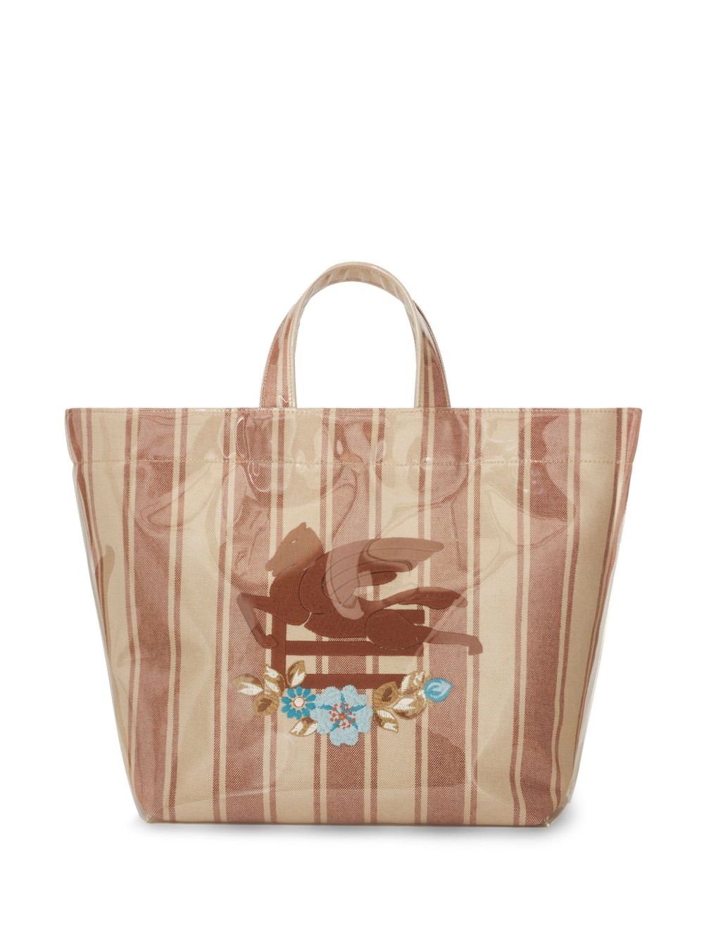ETRO Pegaso 图案条纹提花大号托特包 - 褐色