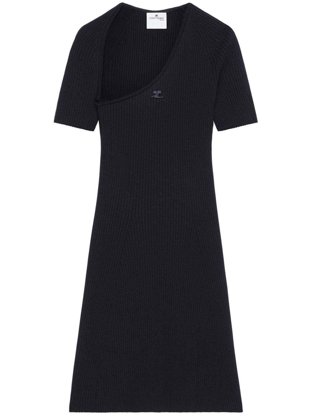 Courrèges 镂空罗纹针织连衣裙 - 黑色