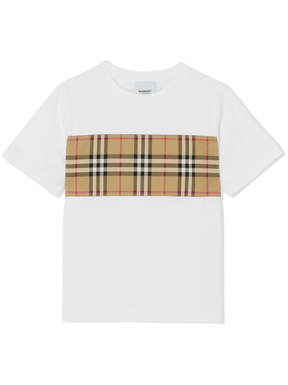 Burberry Kids Vintage Check 拼接棉T恤 - 白色