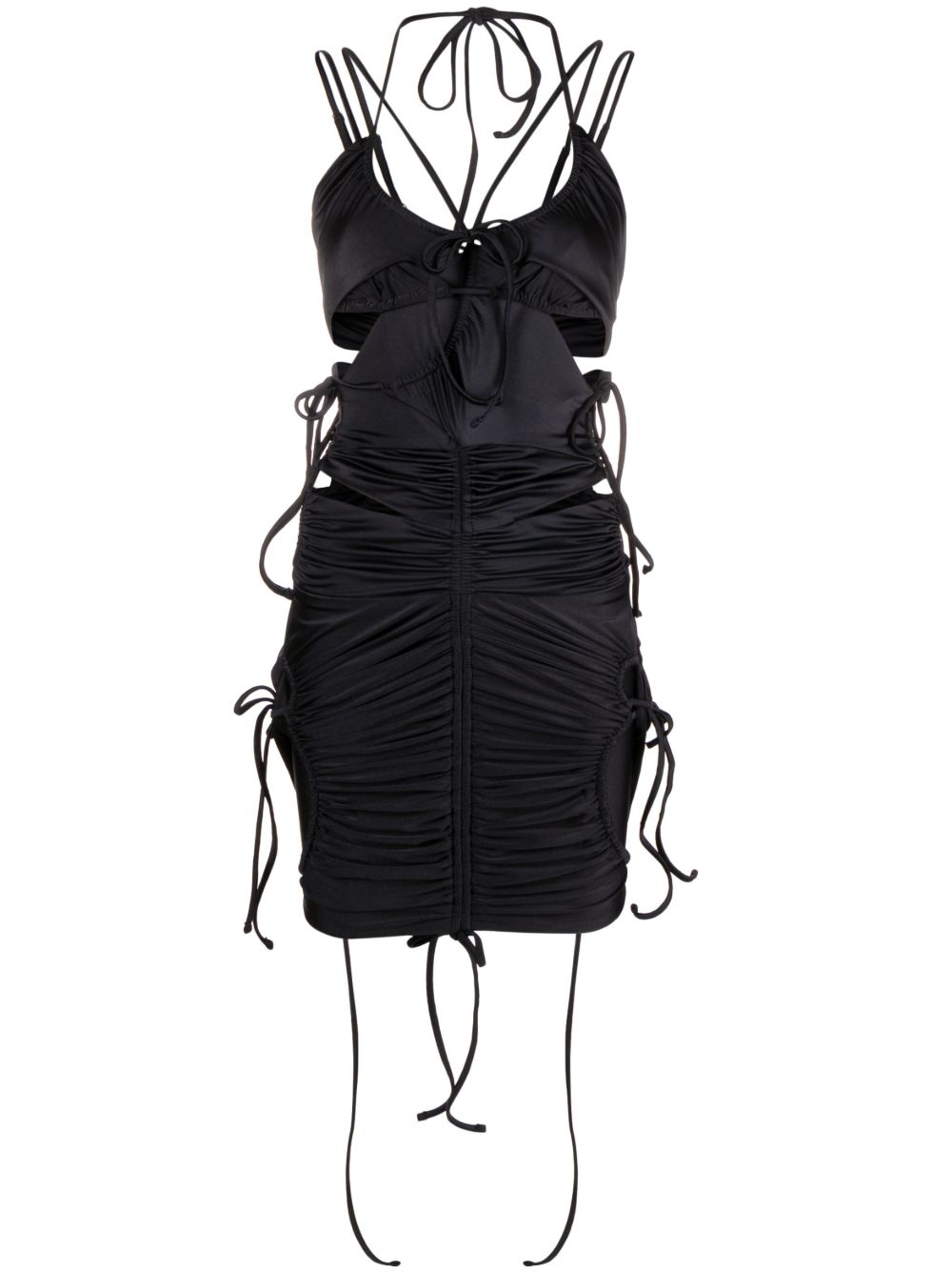 Balenciaga 蝴蝶结细节褶饰迷你连衣裙 - 黑色